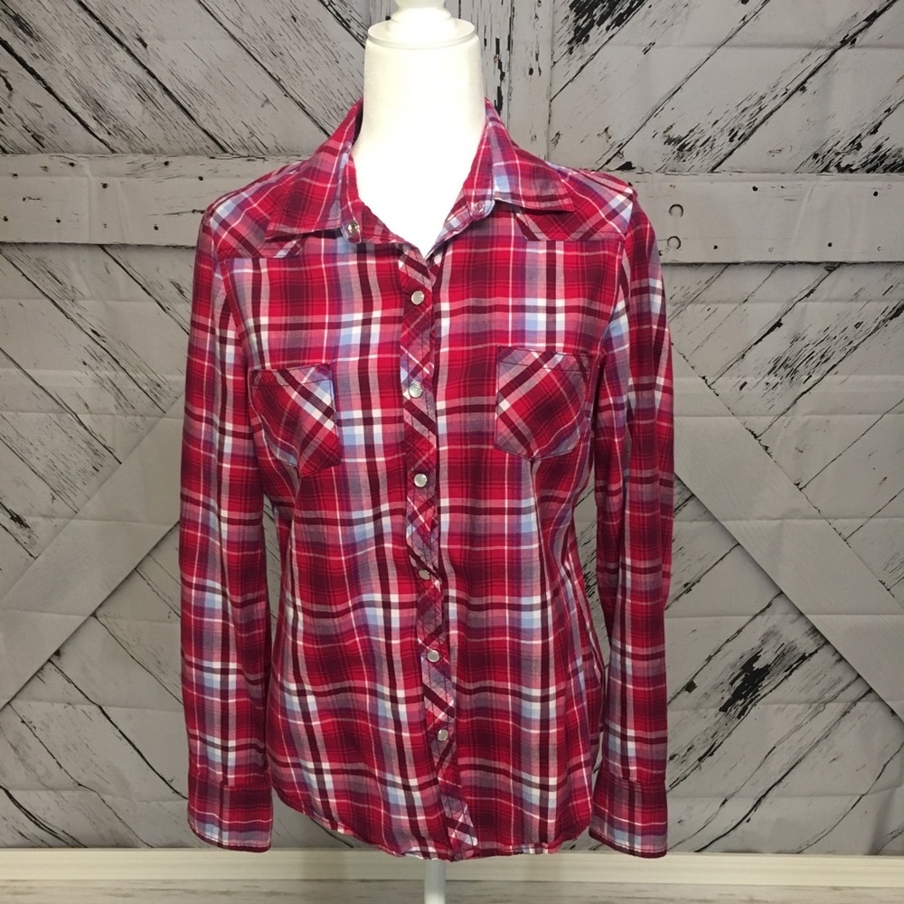 Pink plaid button down